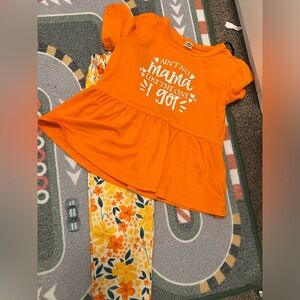 Orange Kids Shirt with Graphic Print